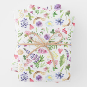 Botanical Watercolor Wildflower Gift Wrapping Paper Sheets