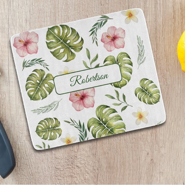 Botanical watercolor  with name cutting board (Creator Uploaded)