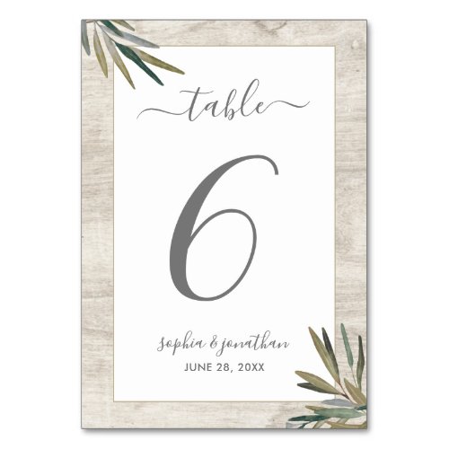Botanical Watercolor Wood Custom Number Wedding Table Number