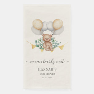 Botanical We Can Bearly Wait Bear Baby Shower Paper Guest Towels