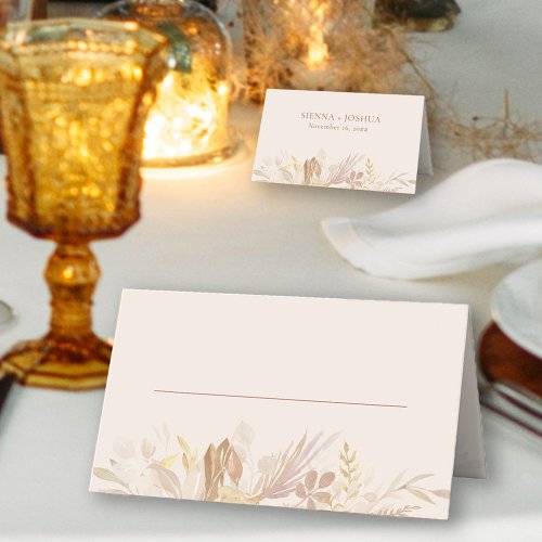 Botanical Wedding Cream Burnt Orange Personalized Place Card