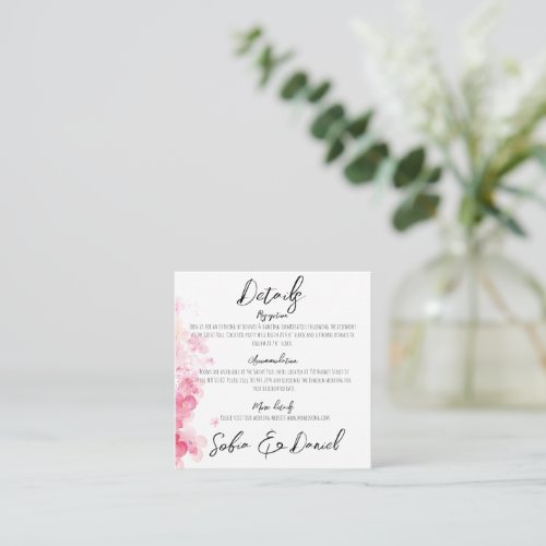 Botanical Wedding Details Card Minimal watercolor