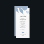 Botanical Wedding Dusty Blue Menu Card<br><div class="desc">This modern wedding menu template is part of Do Tell A Belle's luxury invitation collection. The design features simple leaves in a shade of dusty blue. Customize them with menu items, names and event date. Perfect for weddings, bridal shower, rehearsal dinners or whatever you like. An elegant yet botanical choice...</div>