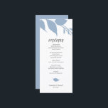 Botanical Wedding Dusty Blue Menu Card<br><div class="desc">This modern wedding menu template is part of Do Tell A Belle's luxury invitation collection. The design features simple leaves in a shade of dusty blue. Customize them with menu items, names and event date. Perfect for weddings, bridal shower, rehearsal dinners or whatever you like. An elegant yet botanical choice...</div>