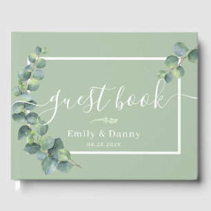 Botanical Wedding Elegant Sage Green Guest Book