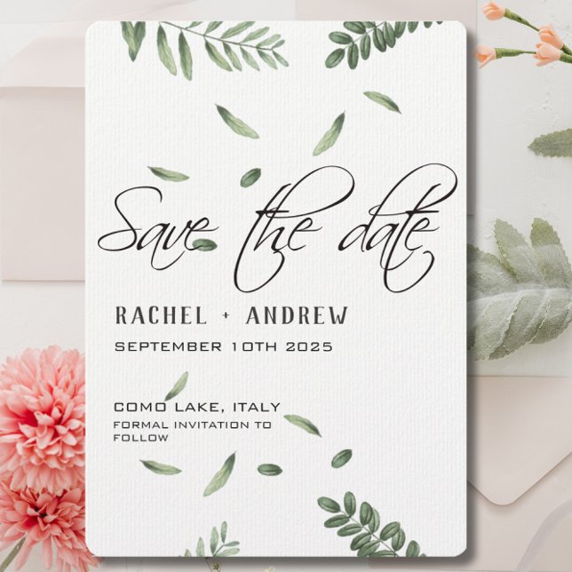 Botanical Wedding elegant Script modern simple Save The Date (Creator Uploaded)
