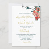 Botanical Wedding Gold Elegant Modern Pomegranate Invitation (Front)
