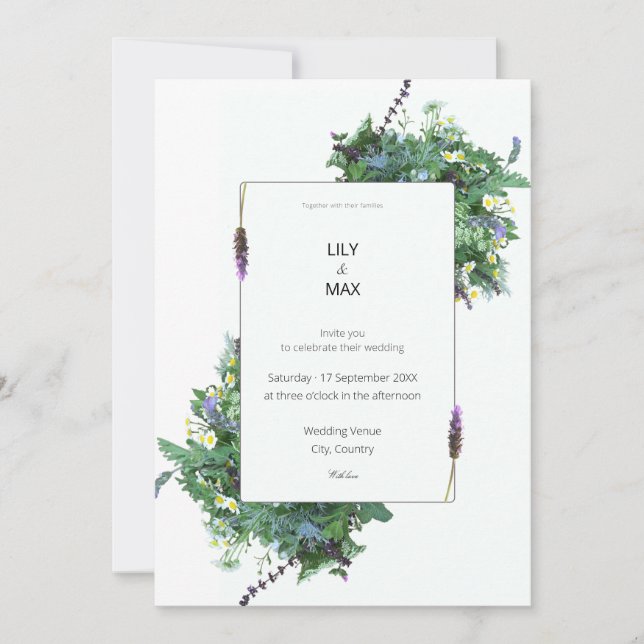 Botanical Wedding Invitation | Elegant Wildflower  (Front)
