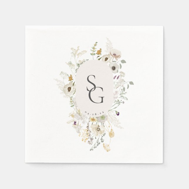 Botanical Wedding Invitation Napkins (Front)
