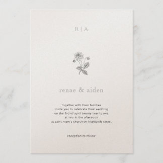 Botanical Wedding Invite, Minimal wedding Invitation