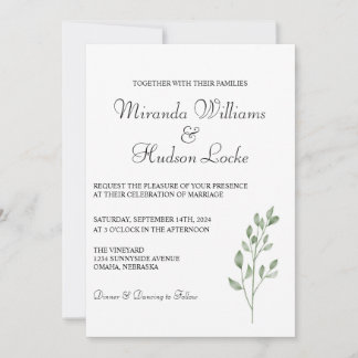 Botanical Wedding Invite with QR Code and Photo