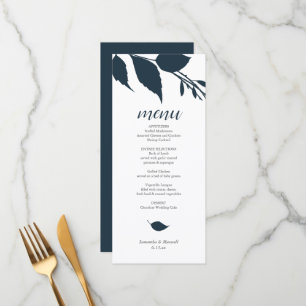 Botanical Wedding Midnight Blue Menu Card