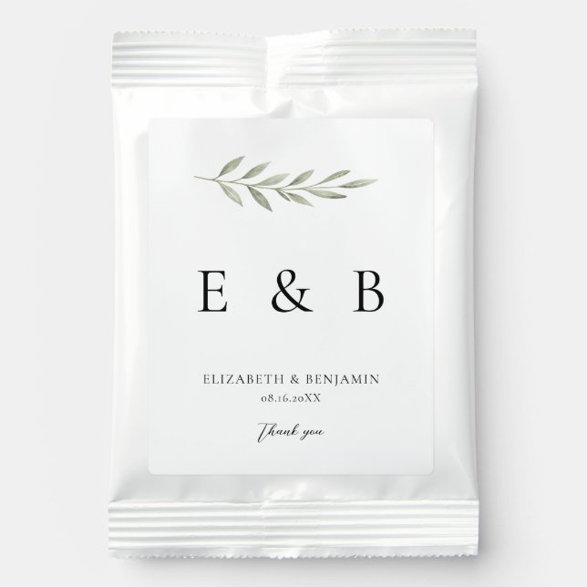 Botanical Wedding Monogram Personalized Greenery Margarita Drink Mix (Front)