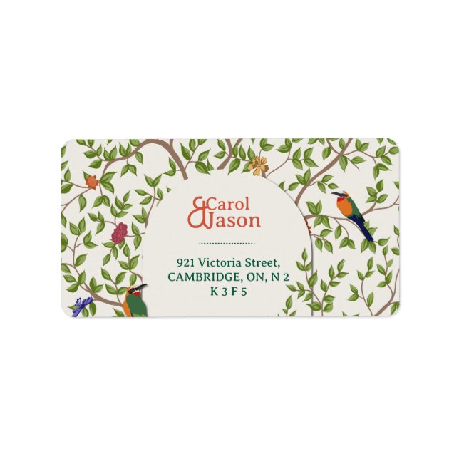 Botanical Wedding Personalized Address Label  (Front)