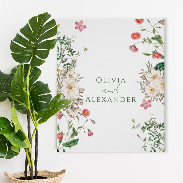 Botanical Wedding Poster with Soft Floral Frame (Creator Uploaded)