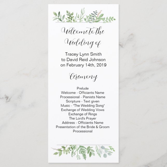 Botanical Wedding program (Front)