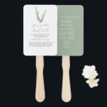Botanical Wedding Program Template Hand Fan<br><div class="desc">This wedding program template features a watercolor rosemary branch with your wedding details. The program fan reverses to a complimentary sage green color. To see the entire wedding stationery suite visit www.zazzle.com/dotellabelle If you’re wondering, “Where can I buy customizable wedding program templates online?” — Do Tell A Belle in the...</div>