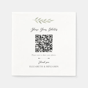 Botanical Wedding QR Code Share your Photos Napkins