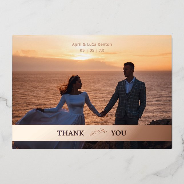 Botanical Wedding Real Rose Golde Cut Paper Effect Foil Invitation (Front)