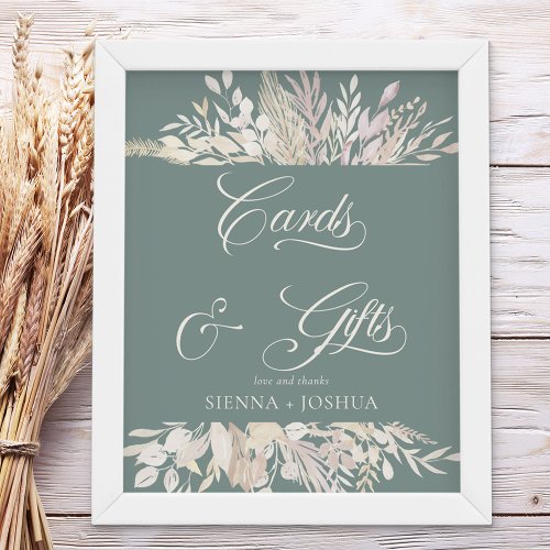 Botanical Wedding Sage Green Cards and Gifts Poster