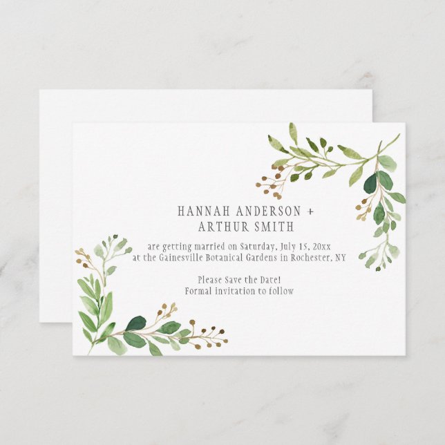 Botanical Wedding Save The Date Invitations | (Front/Back)