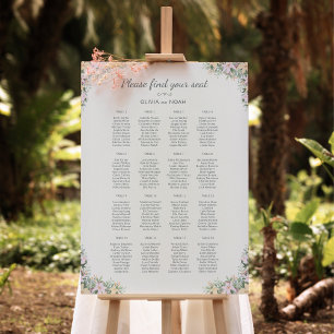 Botanical wedding seating chart - 16 tables boho foam board