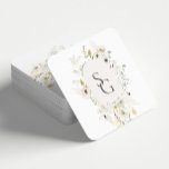 Botanical Wedding Square Paper Coaster<br><div class="desc">These custom Square Paper Coasters from the Grayson Collection features hand-drawn florals in shades of ivory,  sage green,  and gold surrounding the couple's initials. Personalize it with your details easily and quickly. Simply press the 'customize it' button to further re-arrange and format the style and placement of the text.</div>
