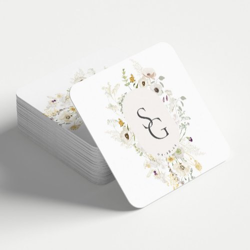 Botanical Wedding Square Paper Coaster