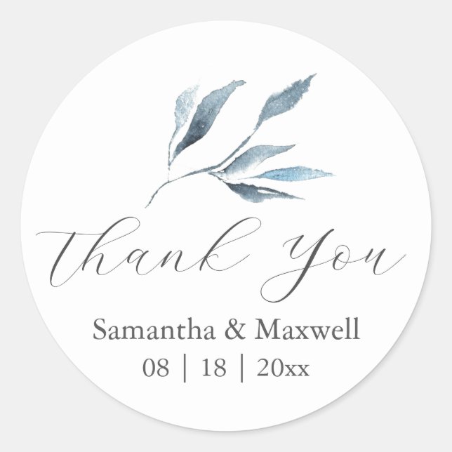 Botanical Wedding Stickers Thank You Simple (Front)