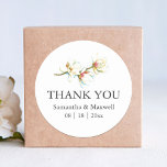 Botanical Wedding Stickers Thank You Simple<br><div class="desc">Embrace the charm of our botanical wedding stickers, elegantly adorned with the heartfelt words "Thank You." Personalize them with your names and wedding date using our convenient template fields. A delicate branch of watercolor white magnolia flowers graces the top, adding a touch of natural beauty. Explore more matching floral wedding...</div>