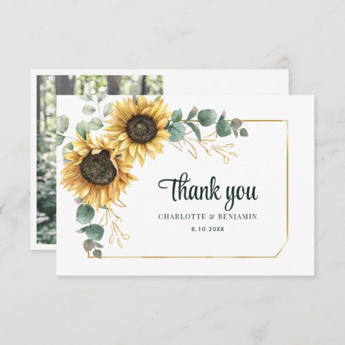 Botanical Wedding Sunflower Thank You Card