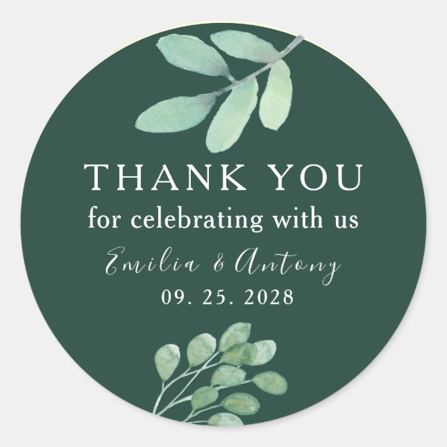 Botanical Wedding Thank You Stickers (Front)