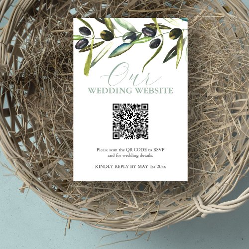 Botanical Wedding Website RSVP Card with QR Code