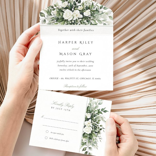 Botanical Wedding with Tear-Away RSVP All In One Invitation (Creator Uploaded)