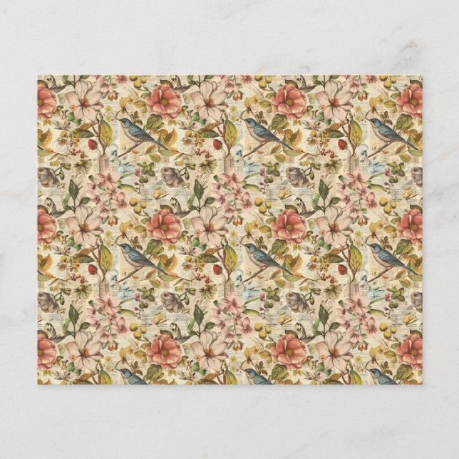 Botanical Whimsy Collage Scrapbook Paper (Front)