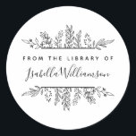 Botanical Whimsy "From the Library of" Bookplate<br><div class="desc">Show your favorite books some love and keep them in your personal collection with this Boho Botanical From the library of Bookplate sticker. Featuring hand-drawn leaves framing a modern sans serif typeface for your message and a chic, feminine script for your name. Click 'Personalize" to see how beautiful it looks...</div>
