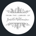 Botanical Whimsy "From the Library of" Bookplate<br><div class="desc">Show your favorite books some love and keep them in your personal collection with this Boho Botanical From the library of Bookplate sticker. Featuring hand-drawn leaves framing a modern sans serif typeface for your message and a chic, feminine script for your name. Click 'Personalize" to see how beautiful it looks...</div>
