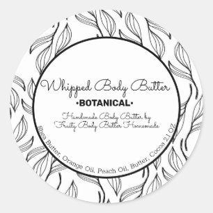 Botanical Whip Body Butter Bath Branding Packaging Classic Round Sticker