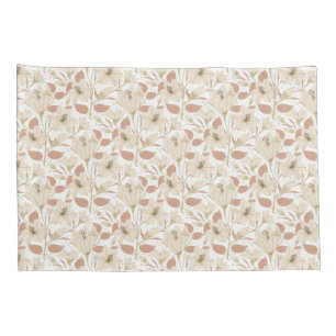 Botanical White Beige Lily Floral Pattern Pillow Case