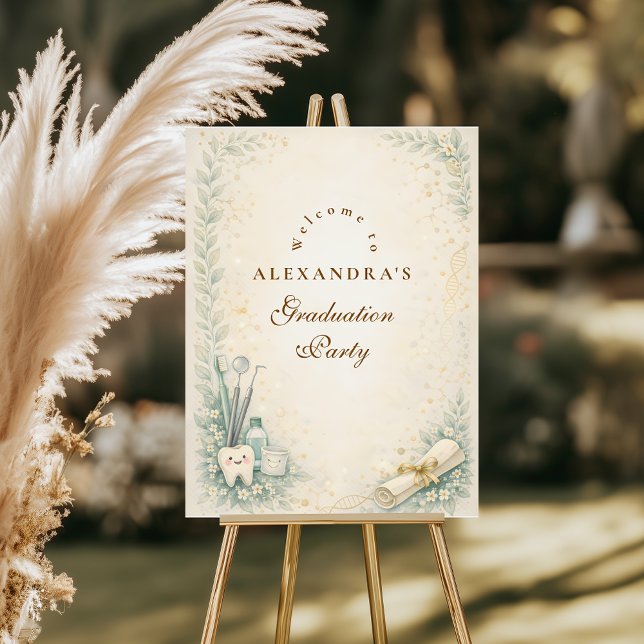 Botanical White Coat Dentist Graduation Foam Board (Creator Uploaded)