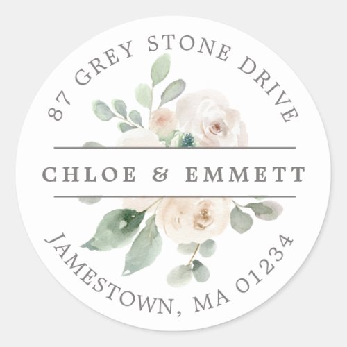 Botanical White Floral Return Address Label