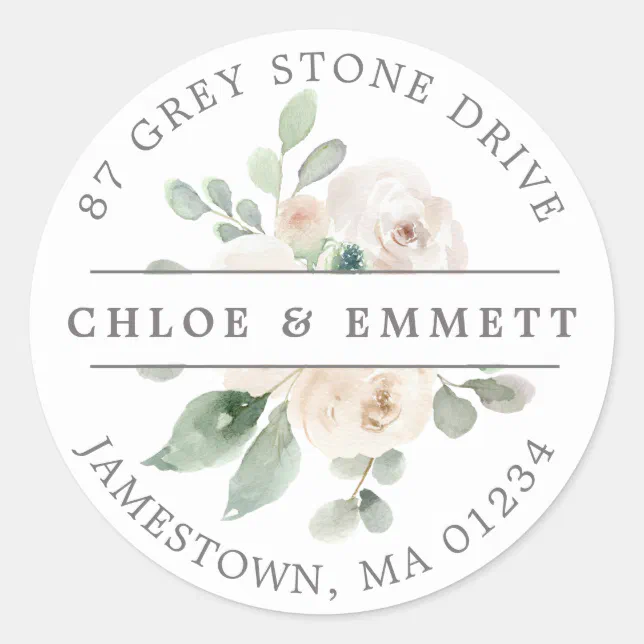 Botanical White Floral Return Address Label | Zazzle