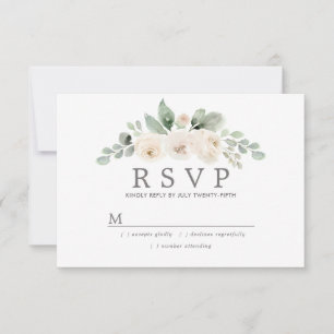 Botanical White Floral Wedding RSVP Card