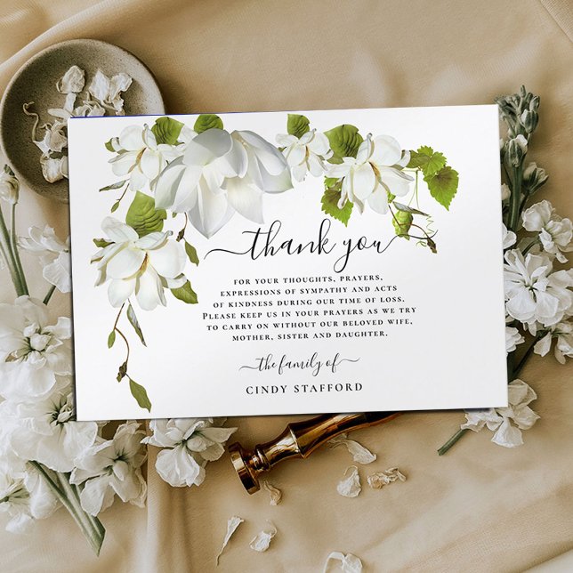Botanical White Flowers Funeral Thank You Card (Creator Uploaded)