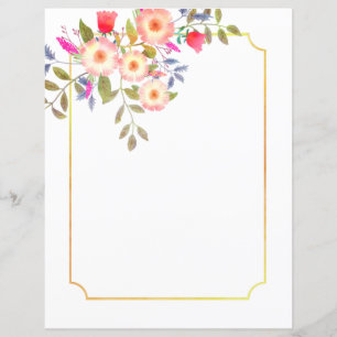 Botanical White Stationery Paper