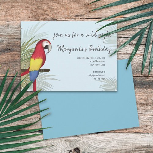 Botanical Wild Birthday Bird Tropical Greenery Invitation
