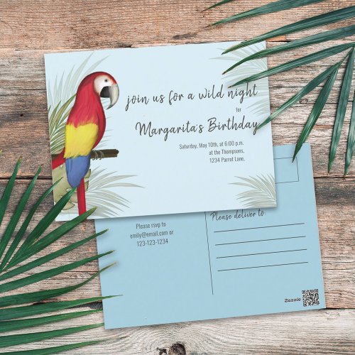 Botanical Wild Birthday Bird Tropical Greenery Postcard