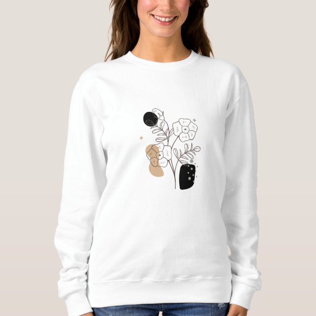 Botanical Wild Flowers boho Floral Graphic Sweatshirt (Front)
