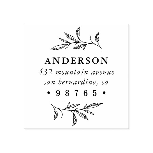 Botanical Wild Meadow Return Address Rubber Stamp (Imprint)