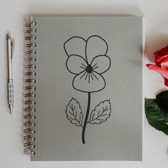 Botanical Wild Pansy Line Art Flower Rubber Stamp (Botanical Wild Pansy Line Art Flower Rubber Stamp)